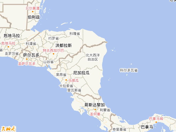 尼加拉瓜地圖